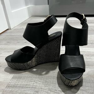 Snake Print Block Platform Wedges
